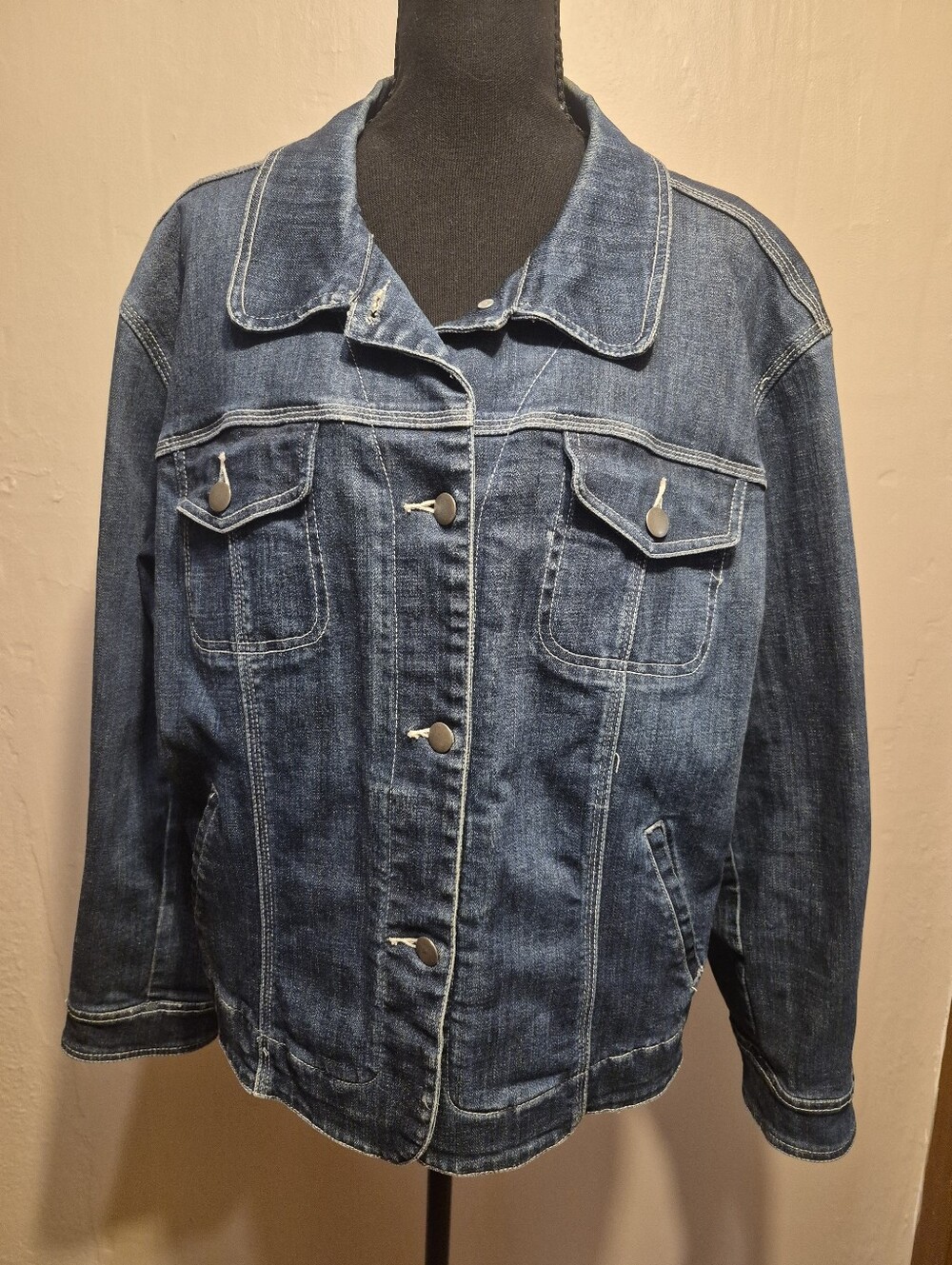 Chicos Denim Jacket Blue Size 3 Like An XL